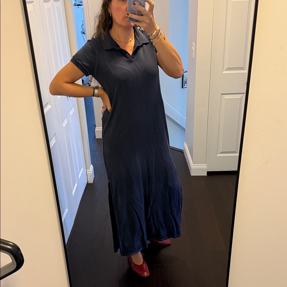 ATM Anthony Thomas Melillo Dark Blue Polo Maxi Dress L/G